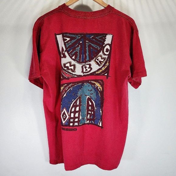 Umbro Vintage Single Stitch USA Made Shirt Red Thick Quality Rare Men Size Large - Picture 4 of 6